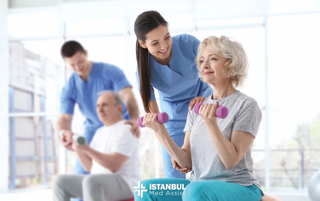 Elder patients having exercise therapy